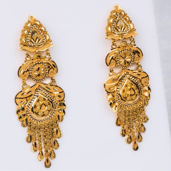 Yellow Gold 22KT 3Step Dangle earrings